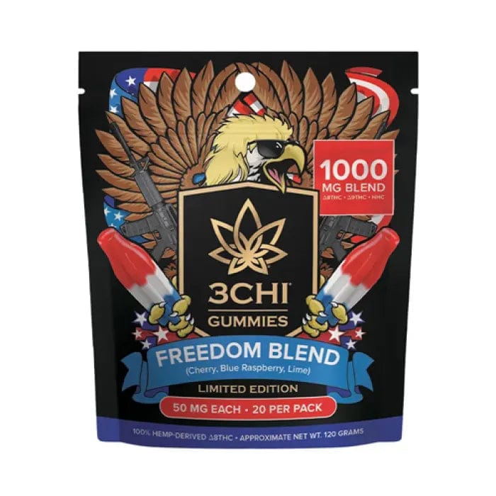 3Chi Freedom Blend Gummies Cherry Blue Raspberry 1000MG 20PC