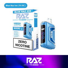 Load image into Gallery viewer, Blue Raz Ice Razzzz TN9000 Zero Nicotine Vape
