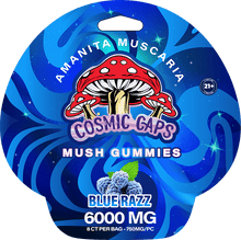 Load image into Gallery viewer, Blue Razz Cosmic Caps Mush Gummies 6000mg 8ct
