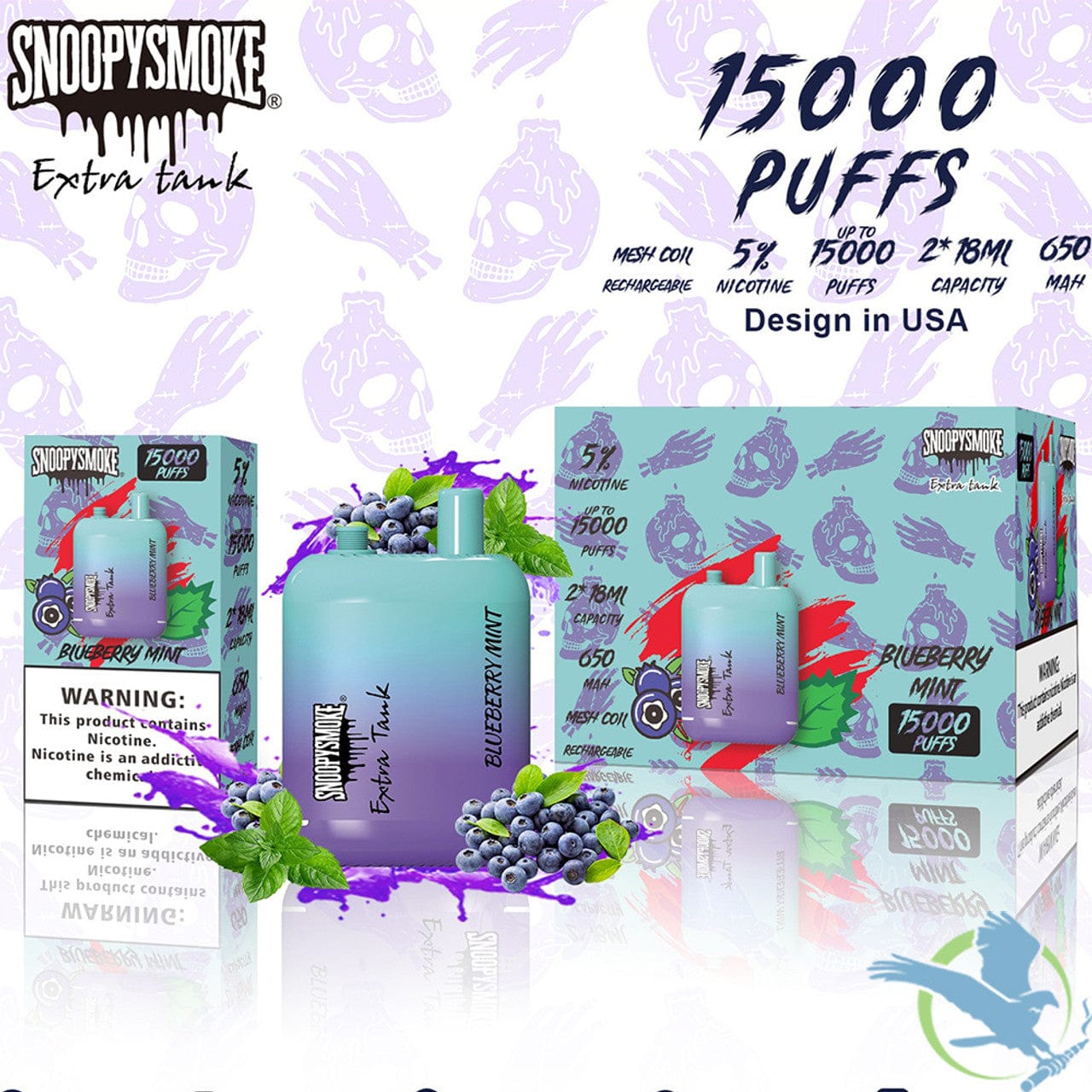 Blueberry Mint Snoopy Smoke Disposable Vape|$15.99