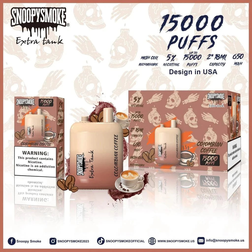 Single / Colombiann Coffee Snoopyy Smoke Extra Tank Vape 15000 Puffs