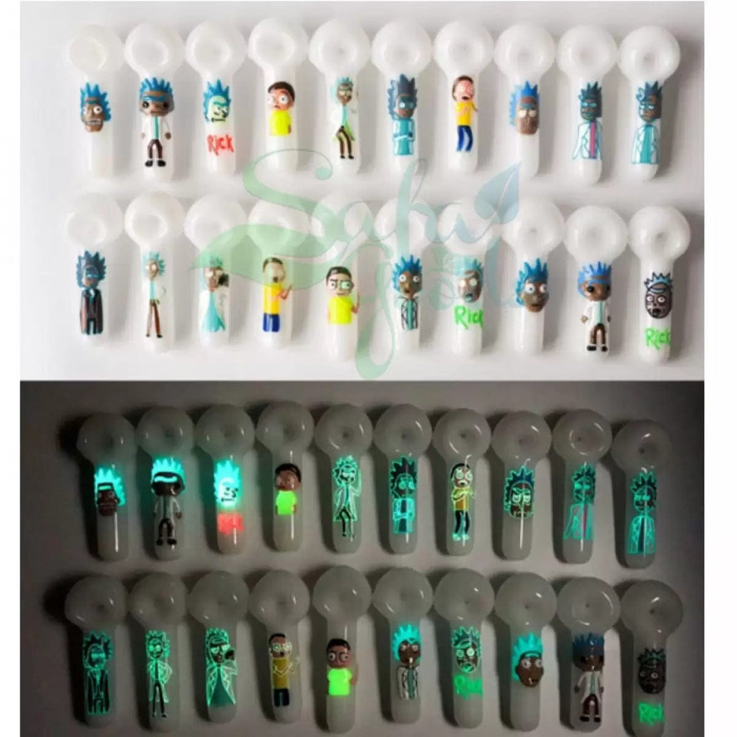 Glow in the dark hand pipe (Assorted characters) 5 inches