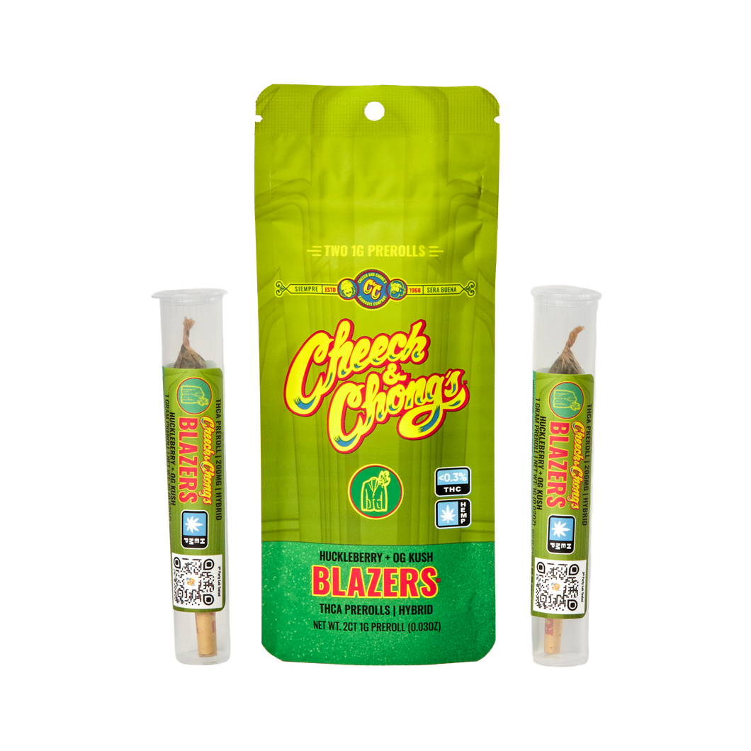 Huckleberry + Og Kush (Hybrid) Cheech & Chong’s Blazers Thca + Hhc 1gm 2pk Pre Rolls