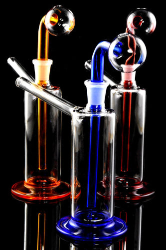 Oil Burner Rig Pipe with Base (Colorful Glass)