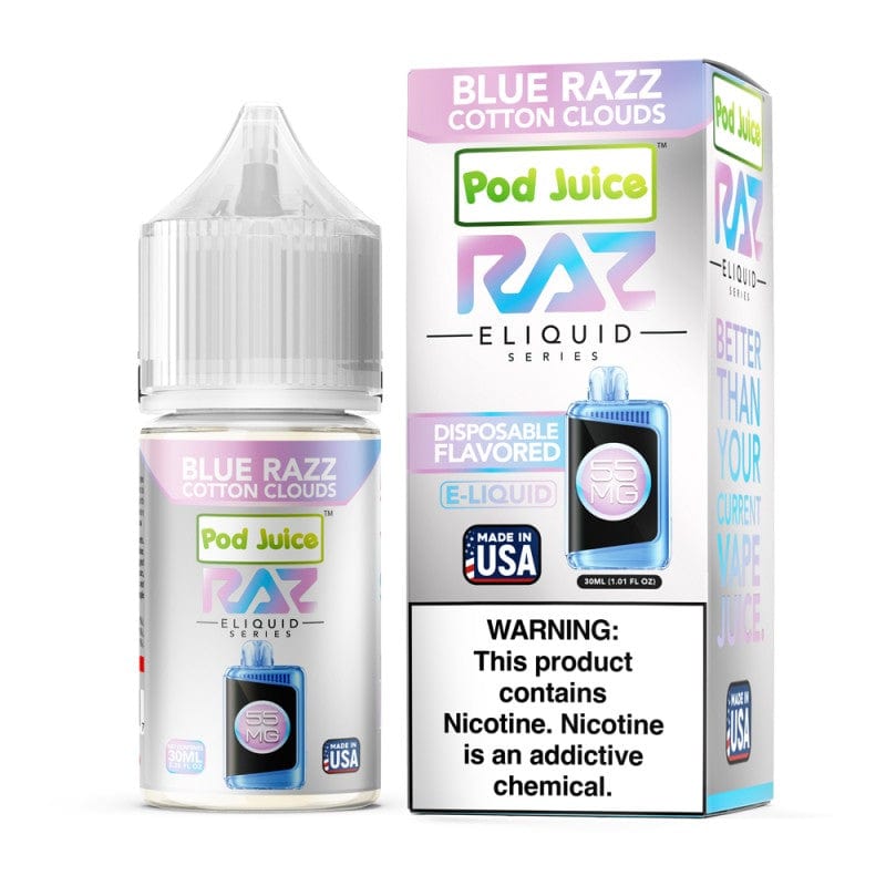 Raz x Pod Juicee Blue Razz Cotton Clouds 30ml Synthetic Salt E-Liquid