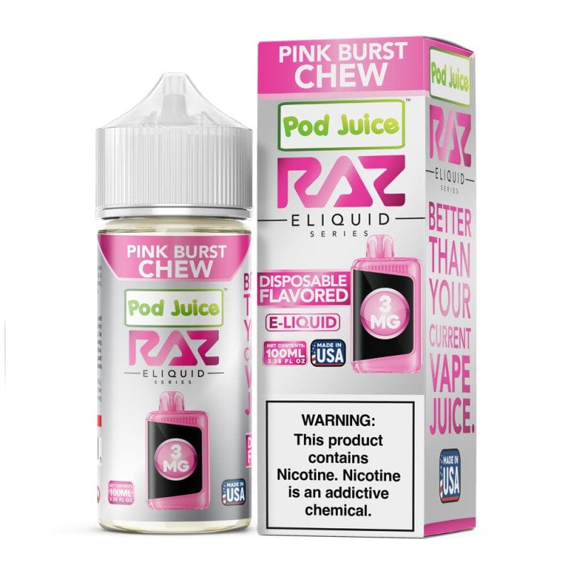 Raz x Pod Juicee Pink Burst Chew 100ml Synthetic Salt E-Liquid