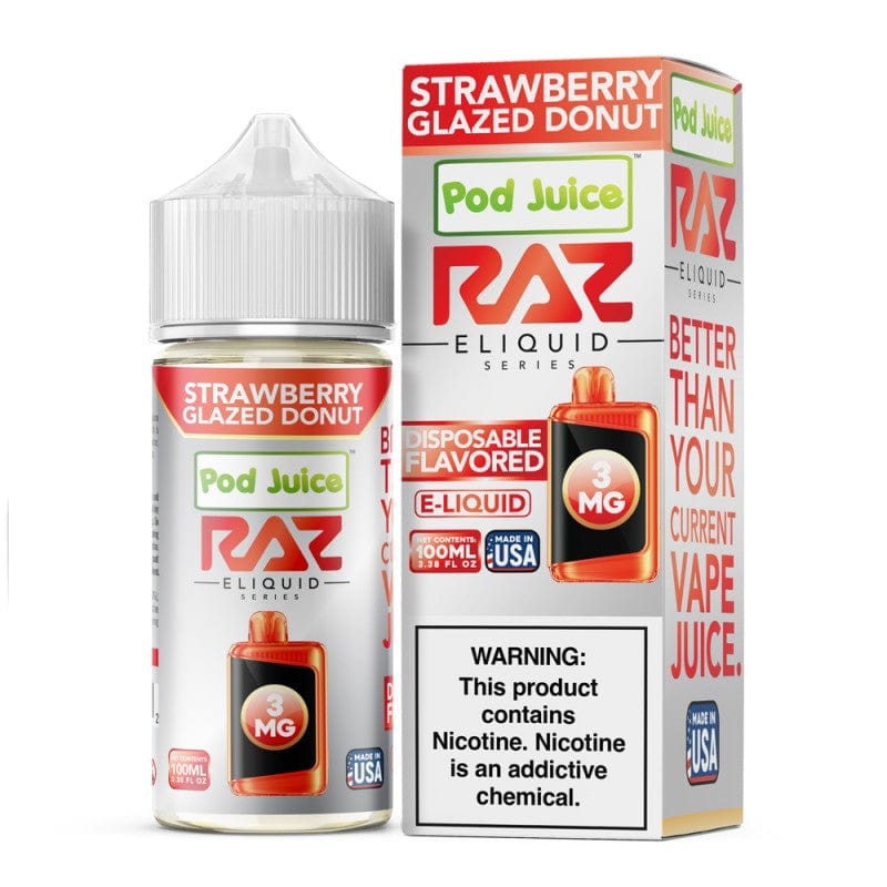 Raz x Pod Juicee Strawberry Glazed Donut 100ml Synthetic Salt E-Liquid