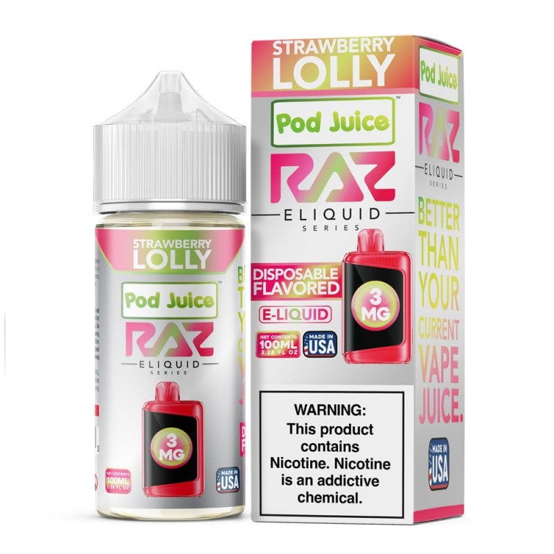 Raz x Pod Juicee Strawberry Lolly 100ml Synthetic Salt E-Liquid