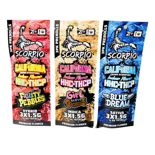 Scorpio California Indoor Flower Pre Rolls HHC + THCP 4.5G Gram (3 in one pack)