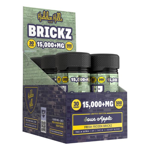 Hidden Hills Heady Blend Brickz Gummies 30 Ct THCA D9 THCB 15000mg