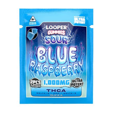 Load image into Gallery viewer, Sour Blue Raspberry Looper Gummies Thca + D9 + Hhc + D8 2 Pack Gummy
