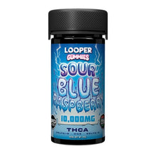 Load image into Gallery viewer, Sour Blue Raspberry Looper Thca Gummies D9 + HHC + D8 10,000 MG 20 count
