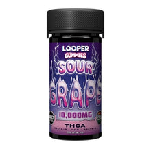 Load image into Gallery viewer, Sour Grape Looper Thca Gummies D9 + HHC + D8 10,000 MG 20 count
