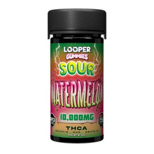 Load image into Gallery viewer, Sour Watermelon Looper Thca Gummies D9 + HHC + D8 10,000 MG 20 count
